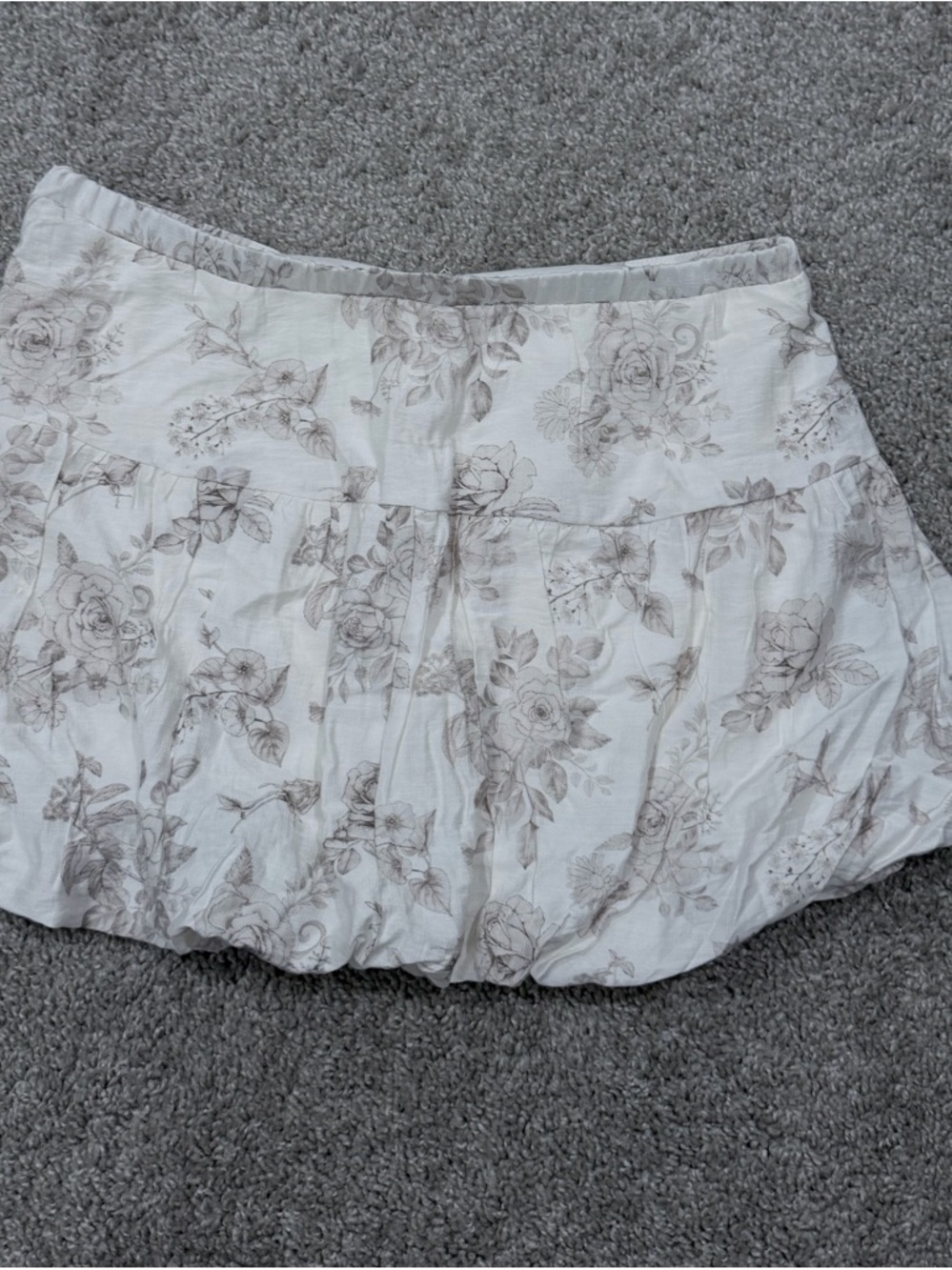 Love Tree White Skirt with Taupe Floral Print